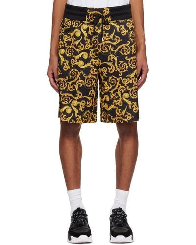 Versace Black & Yellow Printed Shorts