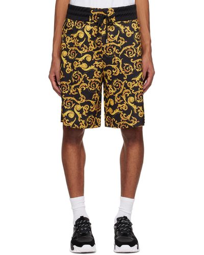 Versace Jeans Couture Short noir et jaune à imprimé