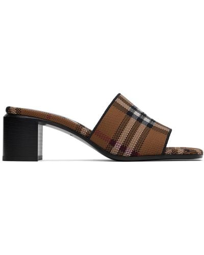 Burberry Wilma 55mm Check Mules - Brown
