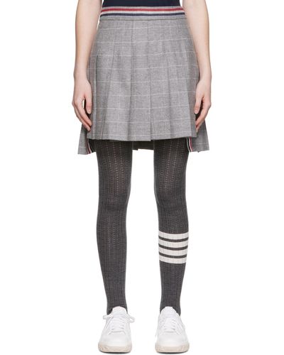 Thom Browne Thom e mini-jupe grise à plis - Noir