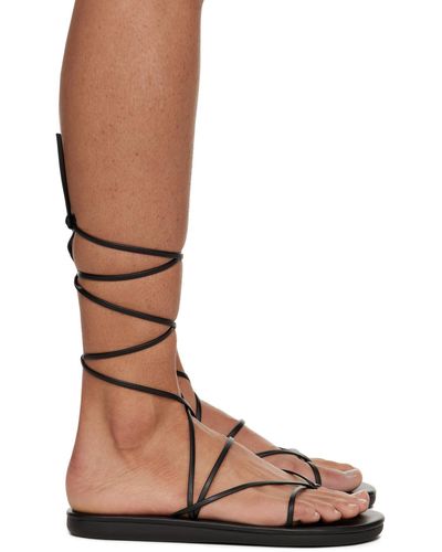 Ancient Greek Sandals Sandales noires à bride de style tong - Marron