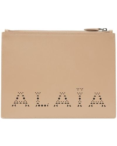 Alaïa Alaïa grande pochette brun clair à logo - Neutre
