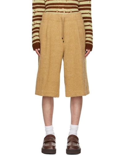 Dries Van Noten Beige Pleated Shorts - Natural