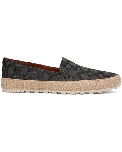 COACH Espadrilles gris et noir en tissu jacquard emblématique