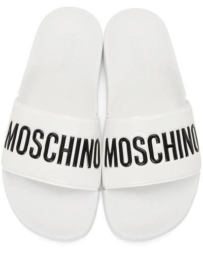 Moschino ホワイト ロゴ プール スライド