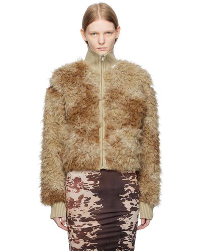 Acne Studios Brown & Beige Furry Faux-fur Jacket - Multicolour