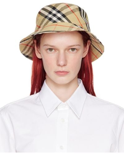 Burberry Check Cotton Blend Bucket Hat - Multicolour