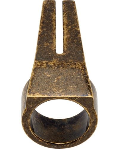 Rick Owens Gold Open Trunk Ring - Multicolour