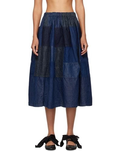 Tao Comme Des Garçons Patchwork Midi Skirt - Blue