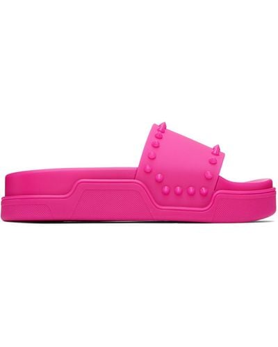 Christian Louboutin Pink Super Pool Stud Slides - Black