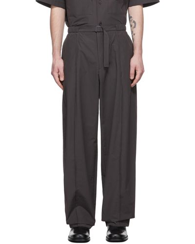 Amomento Gray Belted Tuck Pants
