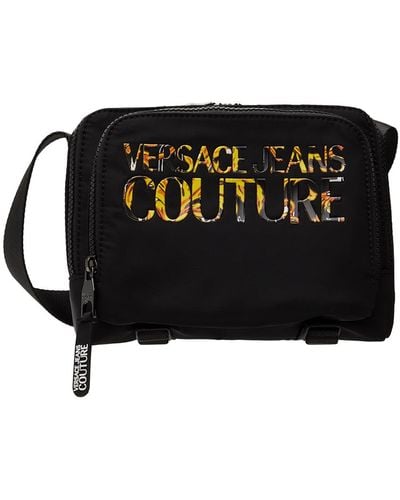 Versace ボンディング加工ロゴ メッセンジャーバッグ - ブラック