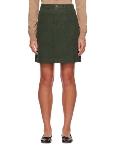 A.P.C. . Khaki Léa Miniskirt - Green