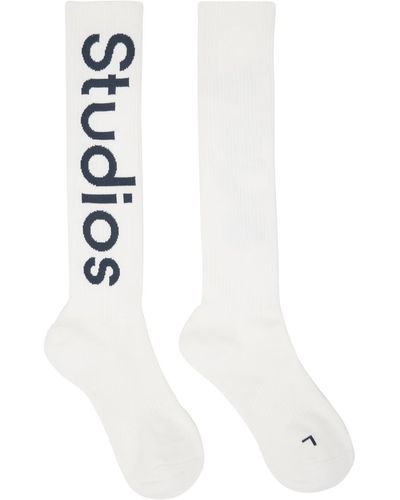 Acne Studios White Logo Knee Socks