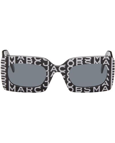 Marc Jacobs Lunettes de soleil rectangulaires noir et blanc à monogrammes