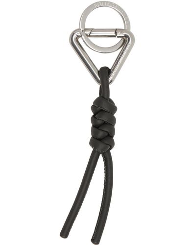Bottega Veneta Porte-clés argenté et gris à triangle emblématique - Noir