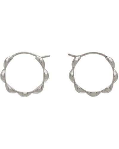 Maison Margiela Silver Textured Hoop Earrings - Black