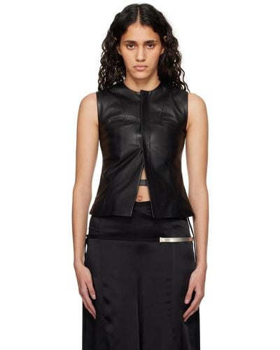 Ann Demeulemeester Yael Leather Vest - Black