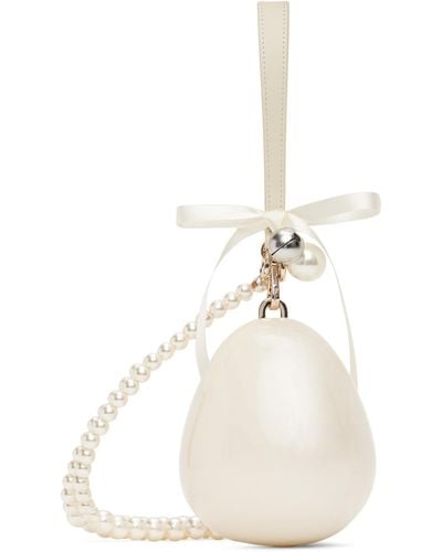 Simone Rocha Off- Bell Charm Micro Pearl egg Bag - Natural
