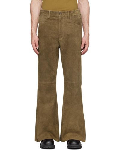 Marni Pantalon brun en cuir à cinq poches - Marron