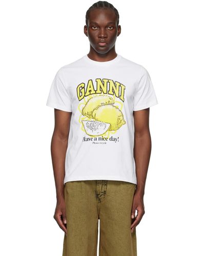 Ganni T-shirt décontracté blanc à image - Multicolore