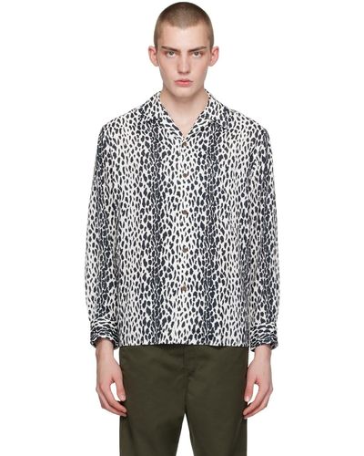 Wacko Maria Chemise noir et blanc à motif léopard