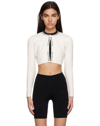T By Alexander Wang White Cropped Cardigan - Black