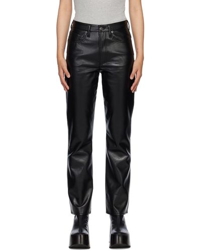 Agolde Ae Relaxed Boot Leather Pants - Black