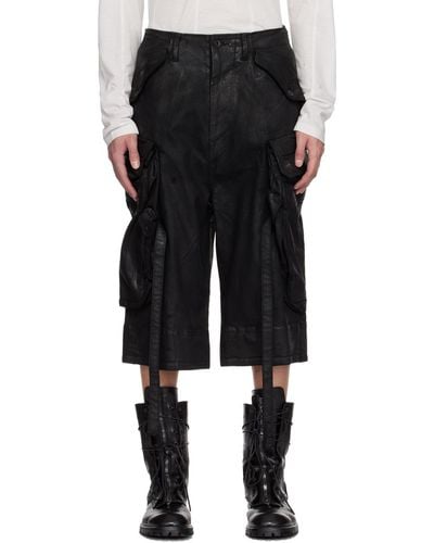 Julius Gas Mask Denim Shorts - Black