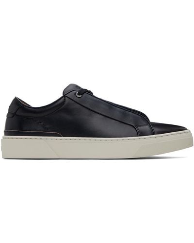 BOSS Navy Leather Sneakers - Black
