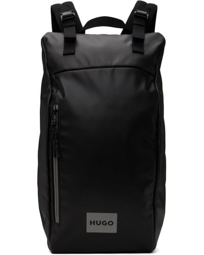 HUGO ロゴパッチ バックパック - ブラック
