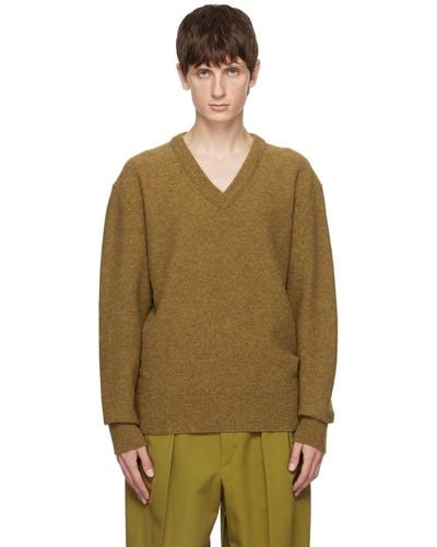 Lemaire Yellow V-neck Sweater - Green