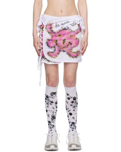 Chopova Lowena Ssense Exclusive White Blob Miniskirt - Pink