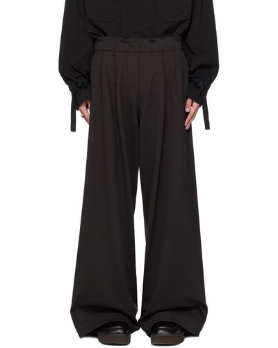 Dries Van Noten Pantalon de survêtement gris à taille élastique - Noir
