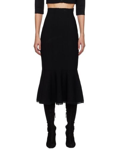 Victoria Beckham Scalloped Midi Skirt - Black