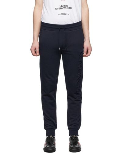 Moncler Navy Logo Embroidered Lounge Trousers - Blue