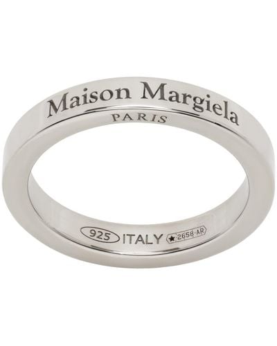 Maison Margiela Silver Engraved Ring - Metallic