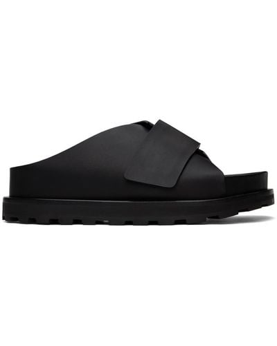 Jil Sander Black Cross-strap Leather Slides