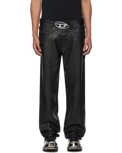 DIESEL Black P-macs-lth Leather Trousers