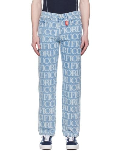 Fiorucci Laser Monogram Jeans - Blue