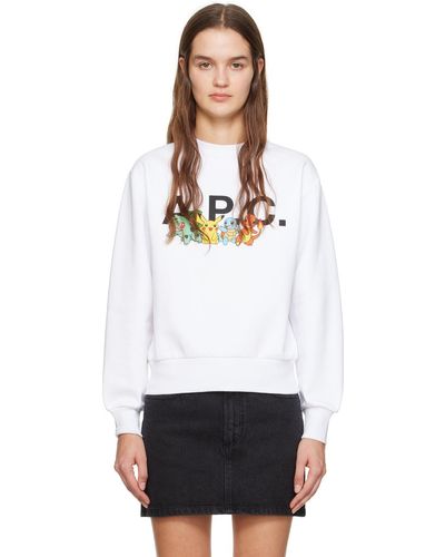 A.P.C. . White 'the Crew' Sweatshirt