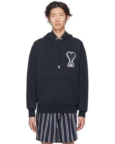 Ami Paris Ssense Exclusive Ami De Cœur Hoodie - Blue