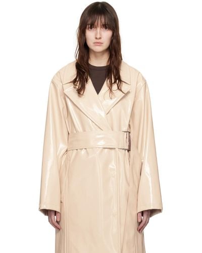 Stand Studio Beige Henriette Faux-leather Trench Coat - Natural