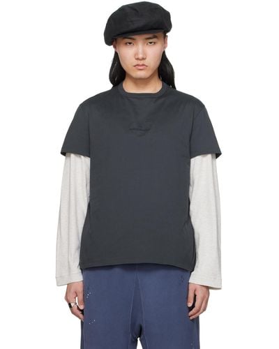 Maison Margiela グレー クルーネックtシャツ - ブラック