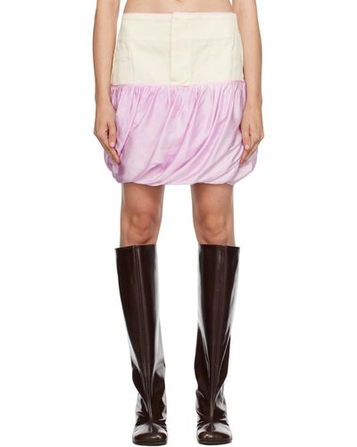 Kiko Kostadinov Off-white & Pink Twisted Hybrid Miniskirt