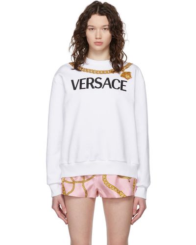 Versace ホワイト Chain ロゴ スウェットシャツ