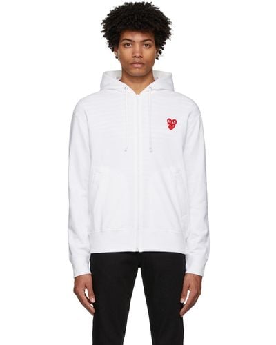 COMME DES GARÇONS PLAY Comme Des Garçons Play White Layered Double Heart Hoodie