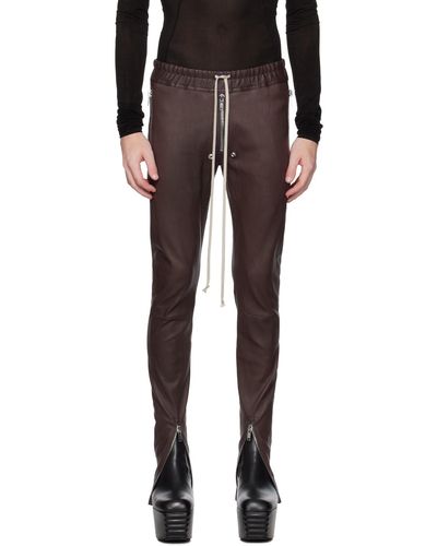 Rick Owens Pantalon gary brun en cuir - Noir