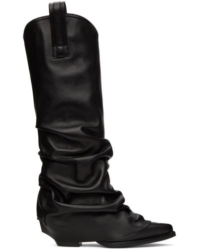 R13 Black Mid Cowboy Sleeve Boots