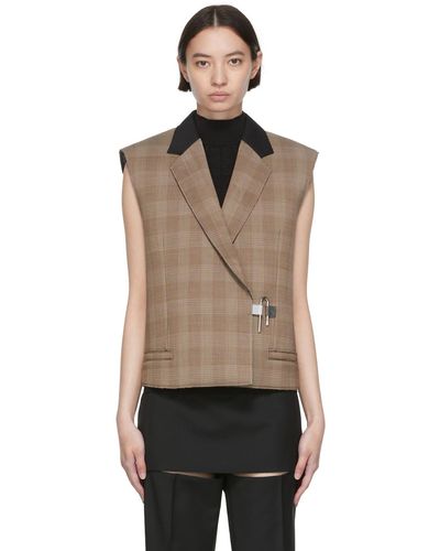 Givenchy Veston sans manches brun en laine - Noir